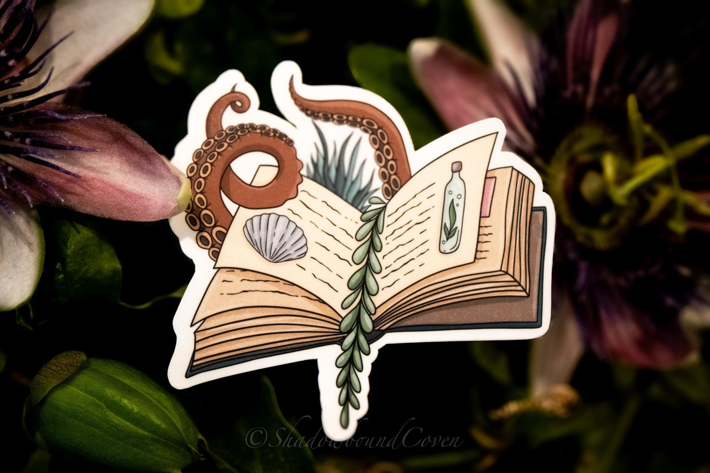 Oceanic Tentical and Seaweed Book - Waterproof Vinyl Sticker